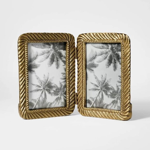 4"x6" Metal Rope Folding Picture Frame Brass‎ - Threshold Studio McGee - Target - Picture 1 of 5